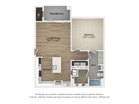 a floor plan of a studio apartment with a bedroom and a living room